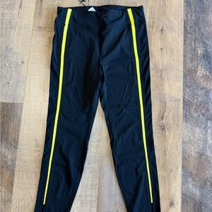 NWT Zyia Active Black Luxe 7/8 Leggings With Neon Yellow Stripe Size 14-16